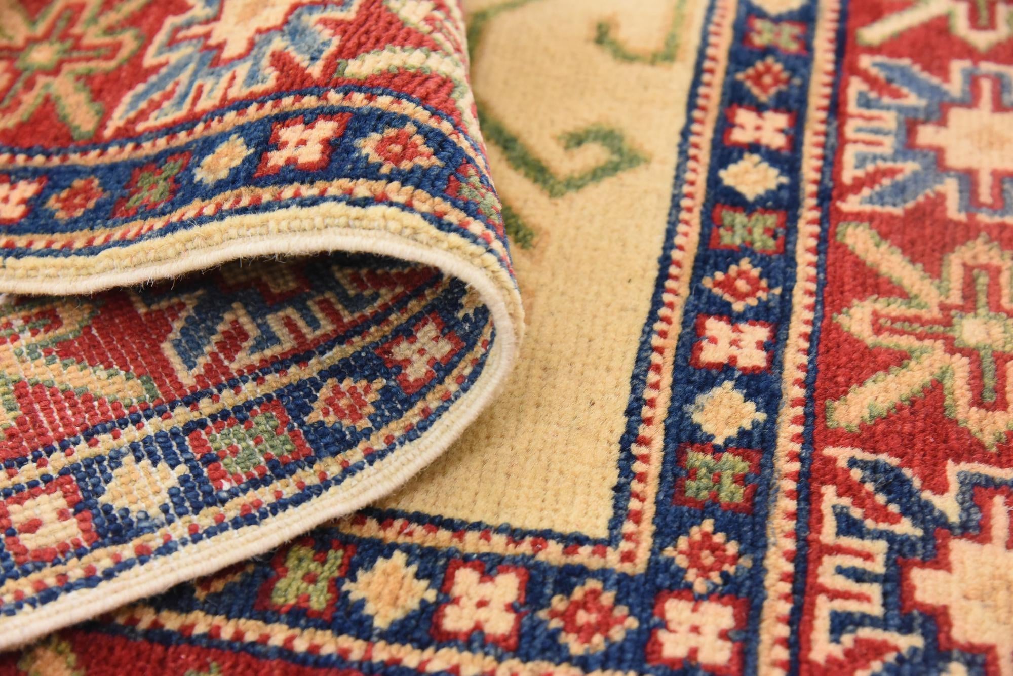 105cm x 145cm anudado a mano Kazak Alfombra Oriental