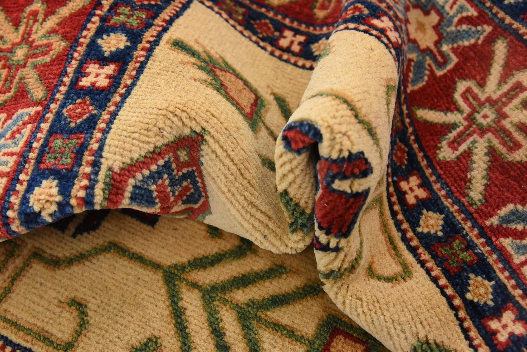 105cm x 145cm anudado a mano Kazak Alfombra Oriental