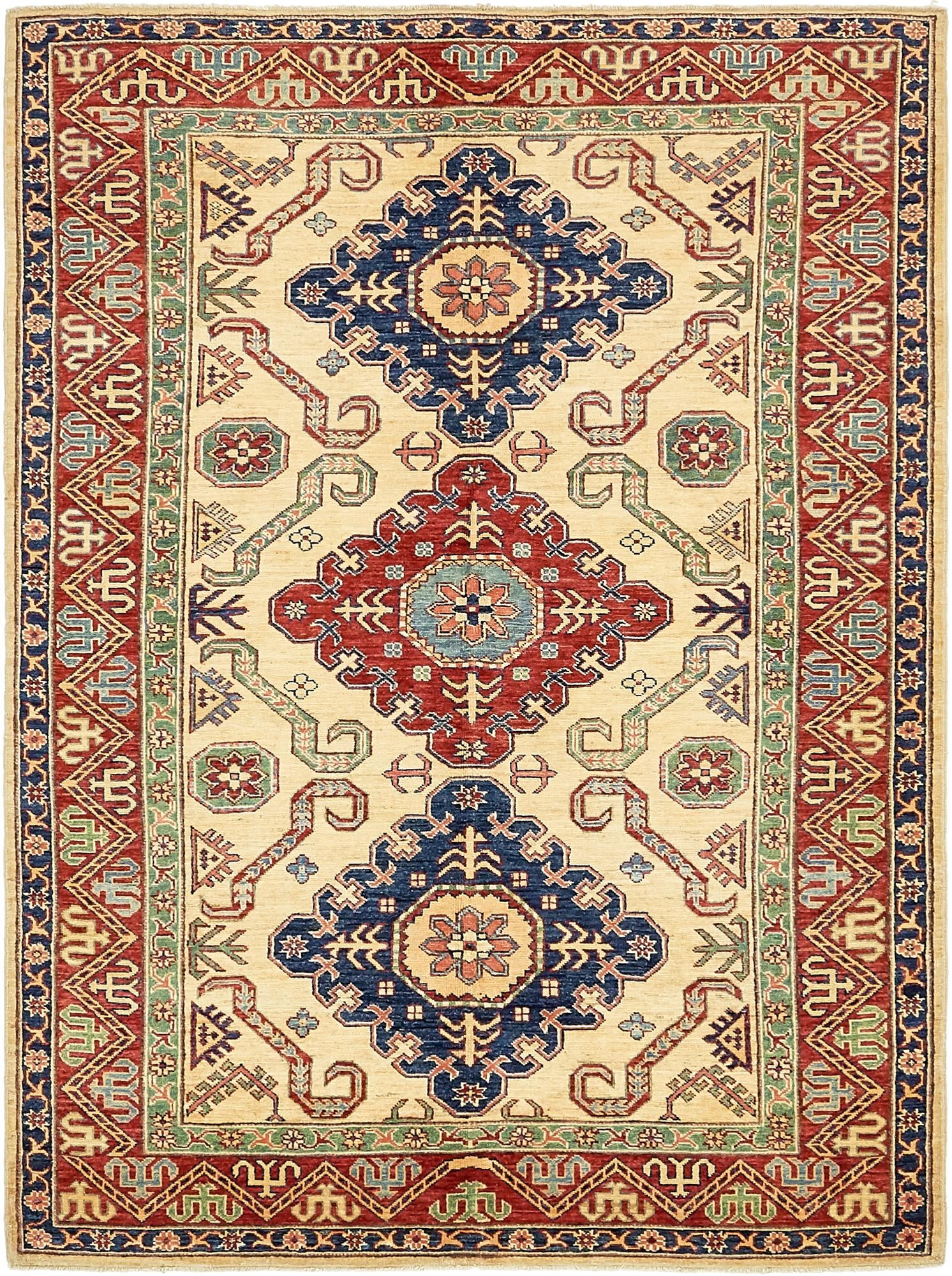 4' 9 x 6' 7 Hand Knotted Kazak Rug