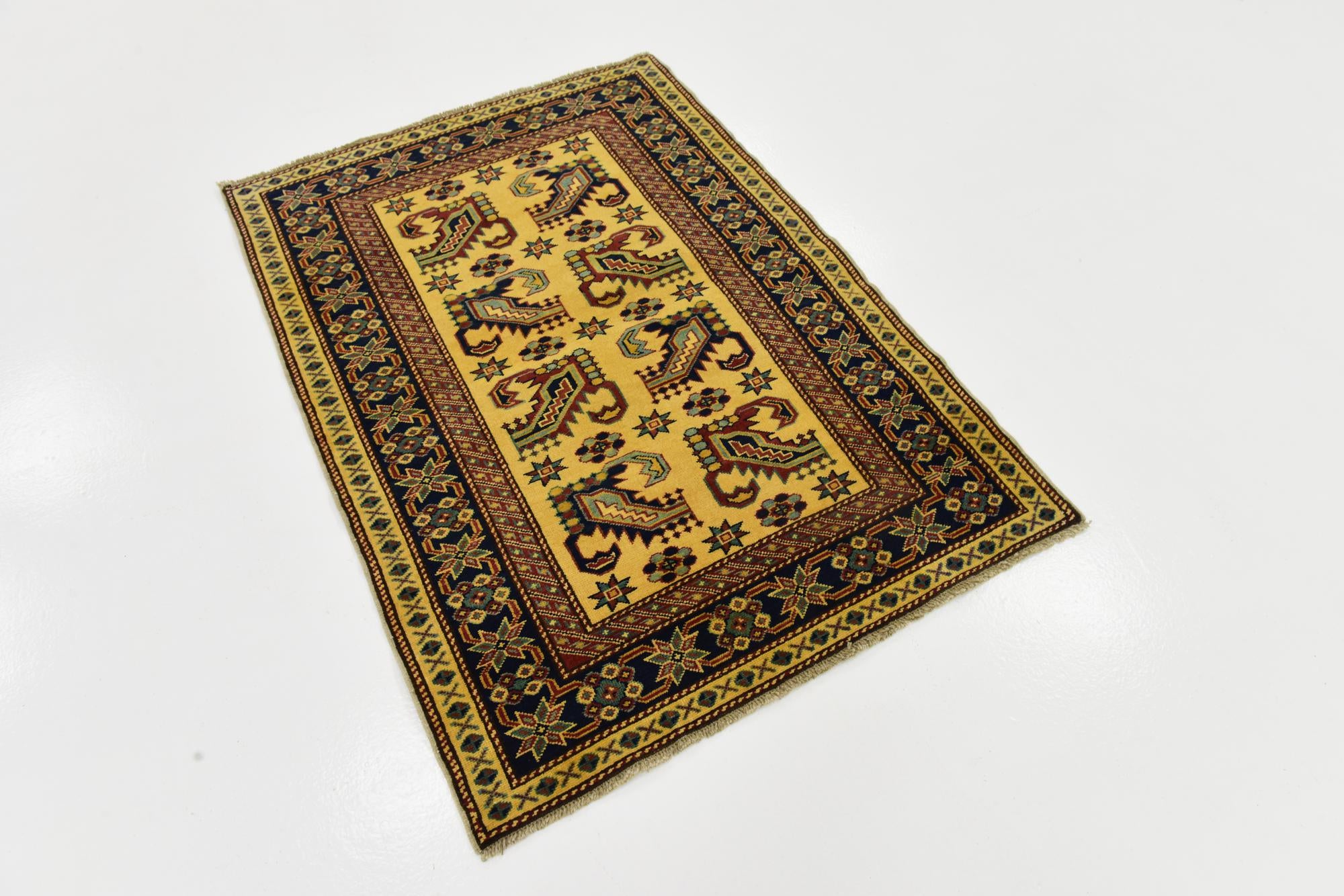 3' 2 x 4' 5 Hand Knotted Kazak Rug