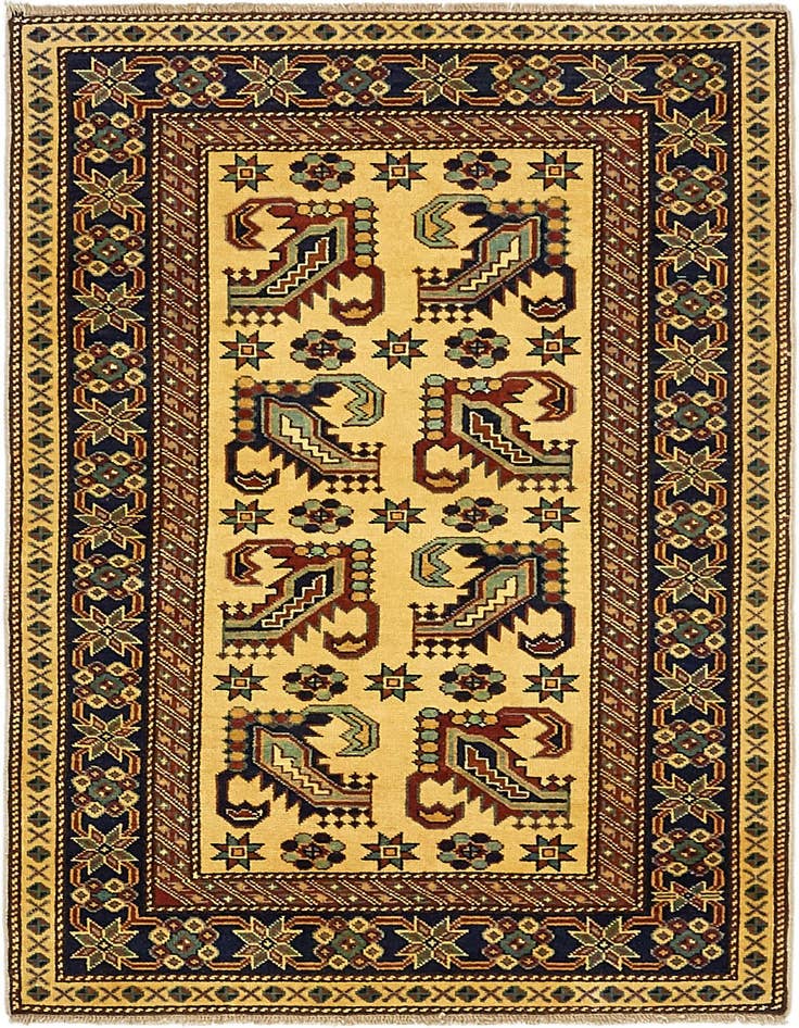 Detail image of 3' 2 x 4' 5 Hand Knotted Kazak Rug
