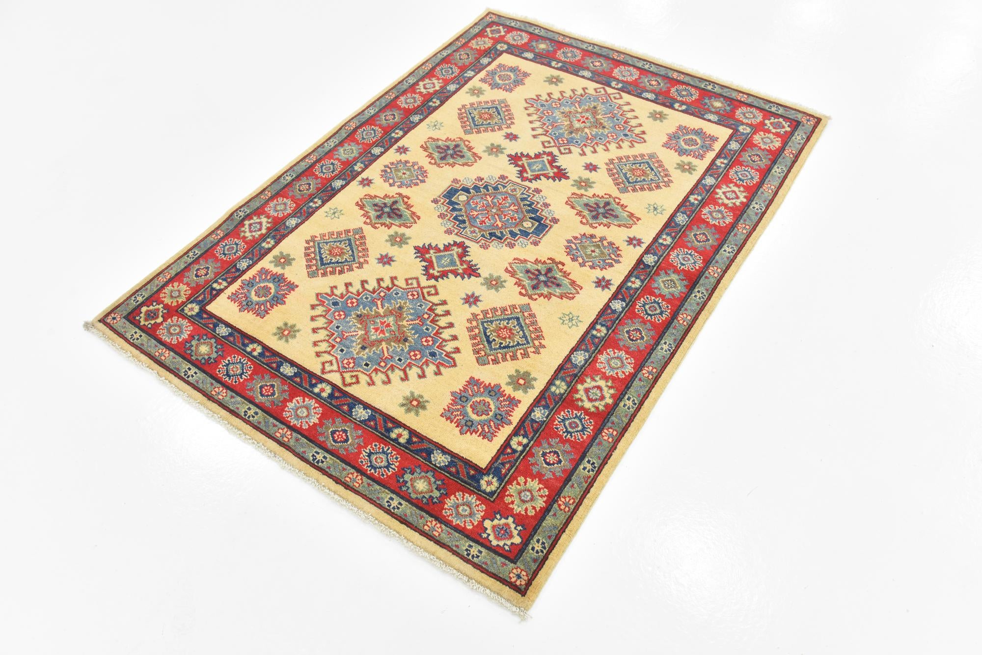 4' x 5' 7 Hand Knotted Kazak Rug