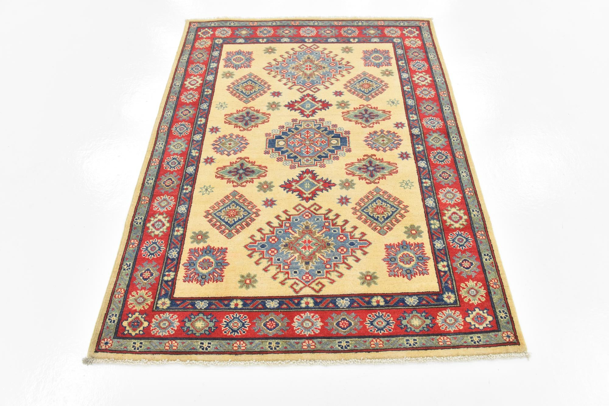4' x 5' 7 Hand Knotted Kazak Rug