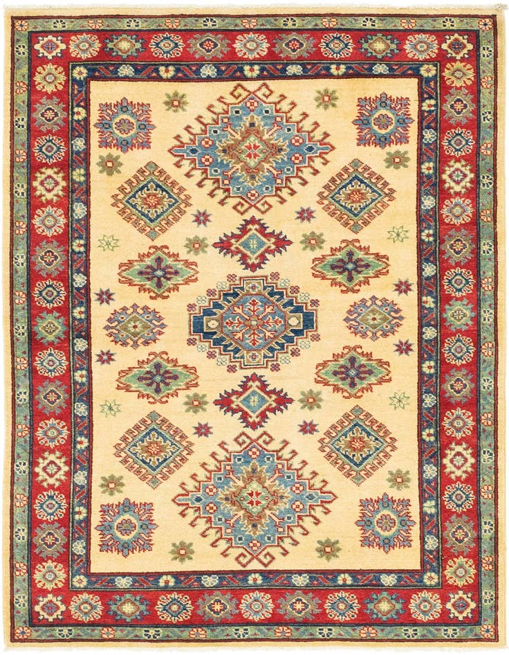 Detail image of 4' x 5' 7 Hand Knotted Kazak Rug