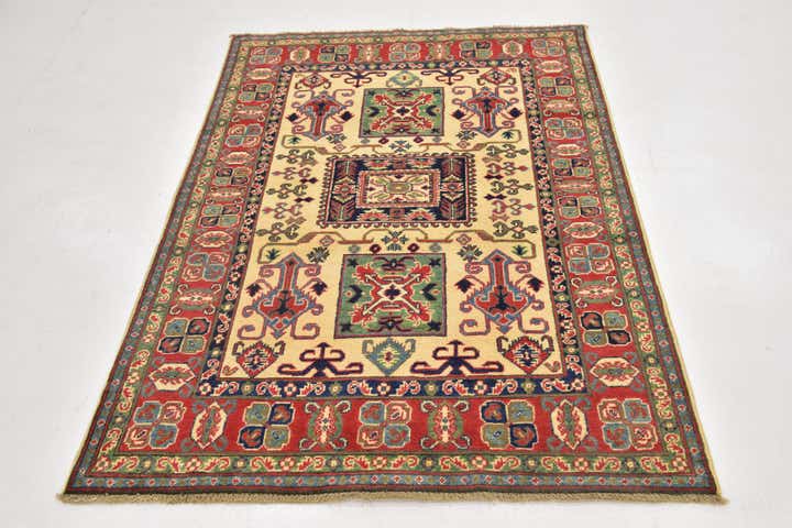 4' x 5' 8 Hand Knotted Kazak Rug