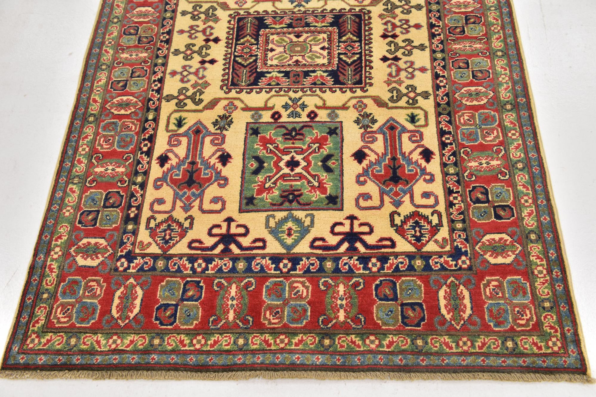 4' x 5' 8 Hand Knotted Kazak Rug