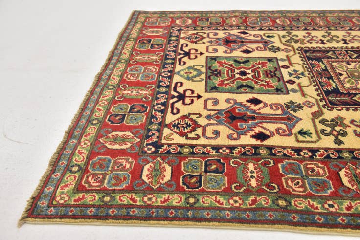 Detail image of 4' x 5' 8 Hand Knotted Kazak Rug