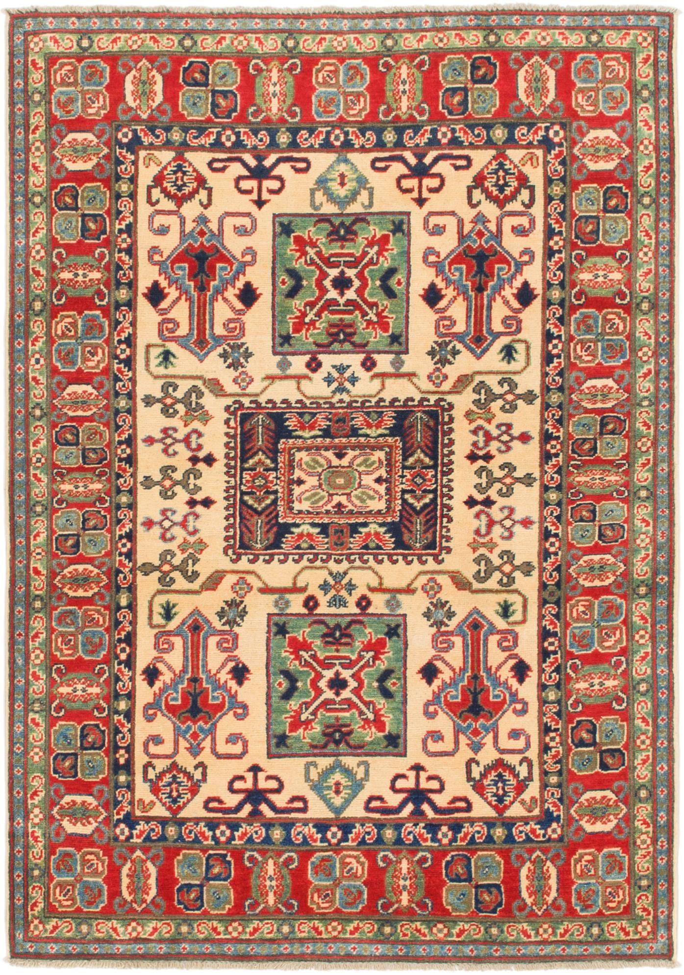 4' x 5' 8 Hand Knotted Kazak Rug