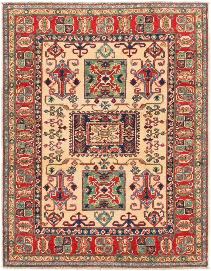 Detail image of 4' x 5' 8 Hand Knotted Kazak Rug