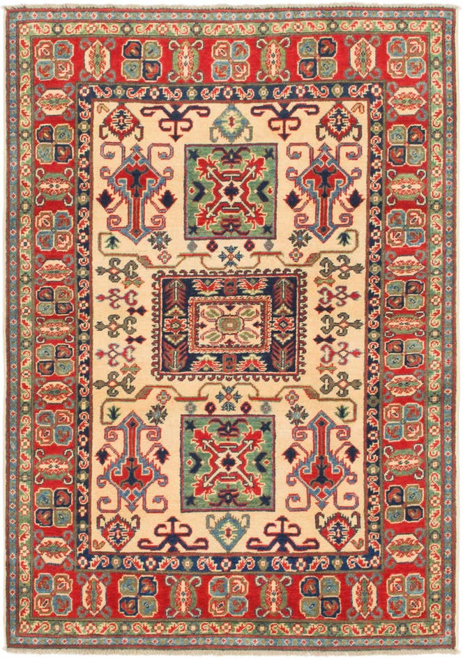 Detail image of 4' x 5' 8 Hand Knotted Kazak Rug