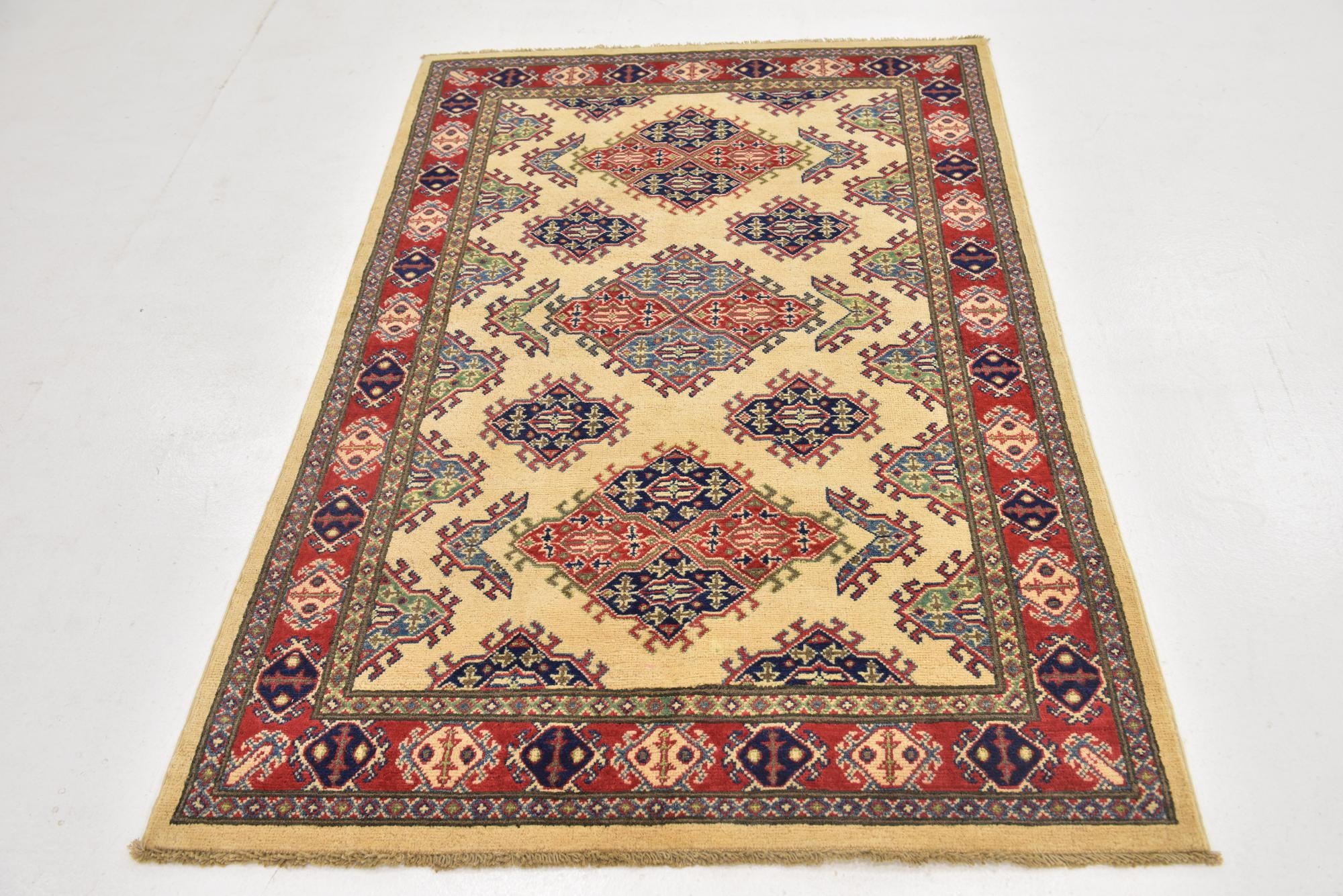 115cm x 185cm anudado a mano Kazak Alfombra