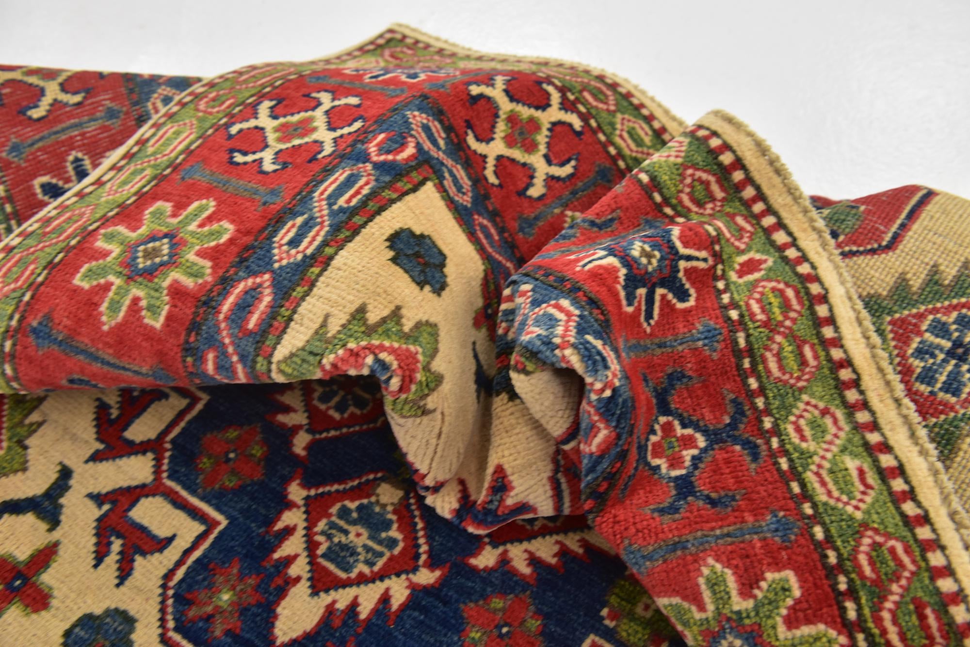 4' x 6' 4 Hand Knotted Kazak Rug