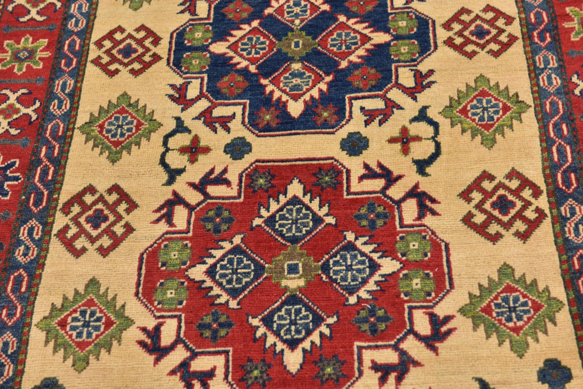 4' x 6' 4 Hand Knotted Kazak Rug