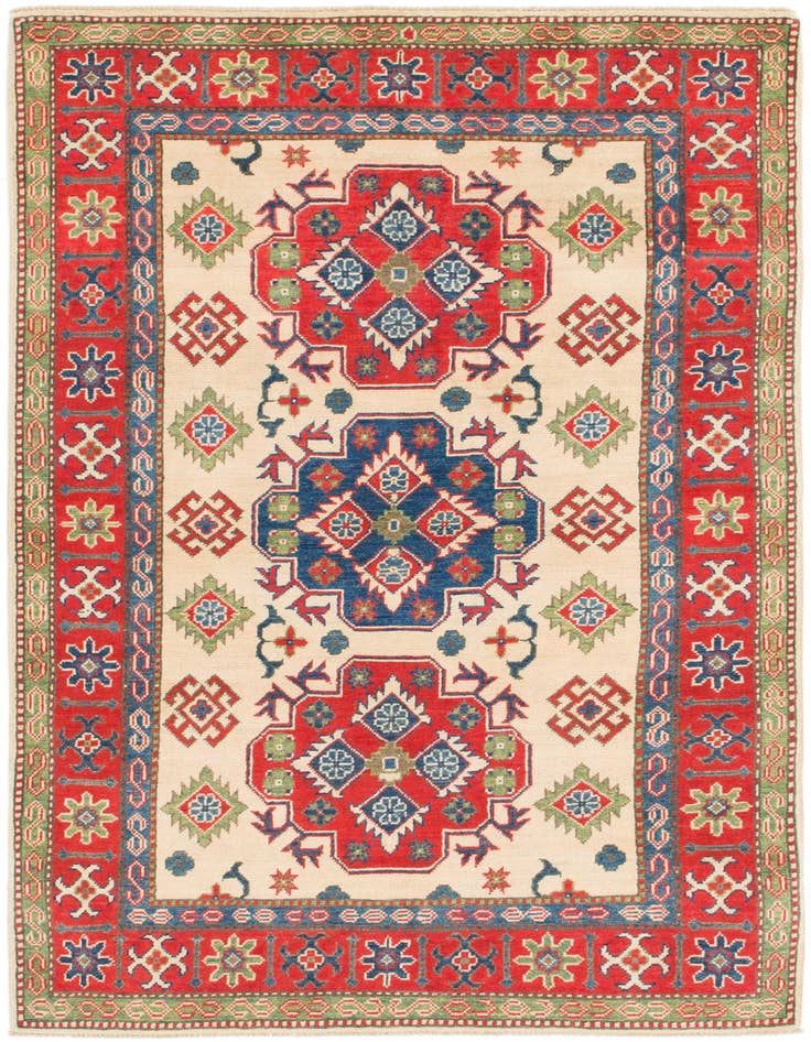 Detail image of 4' x 6' 4 Hand Knotted Kazak Rug