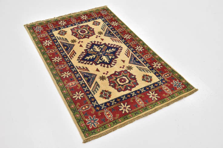 Detail image of 2' 8 x 4' 2 Hand Knotted Kazak Rug