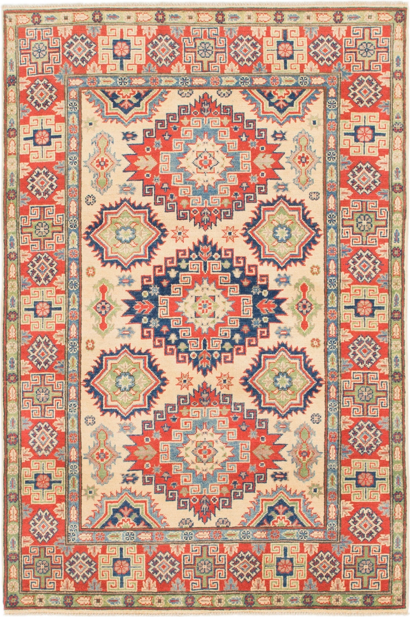 4' x 6' Hand Knotted Kazak Rug