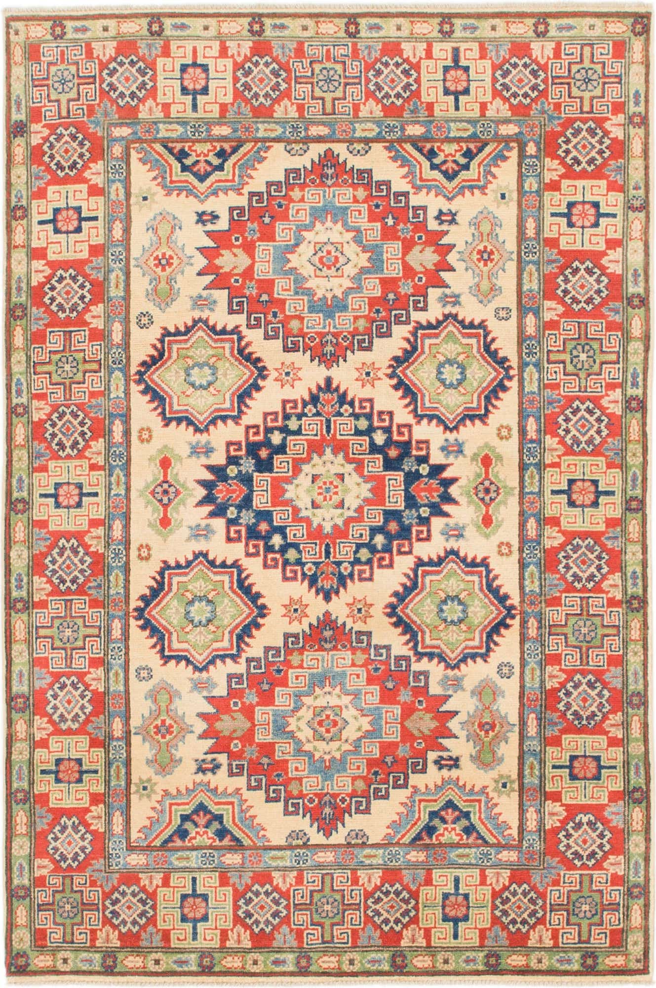 4' x 6' Hand Knotted Kazak Rug