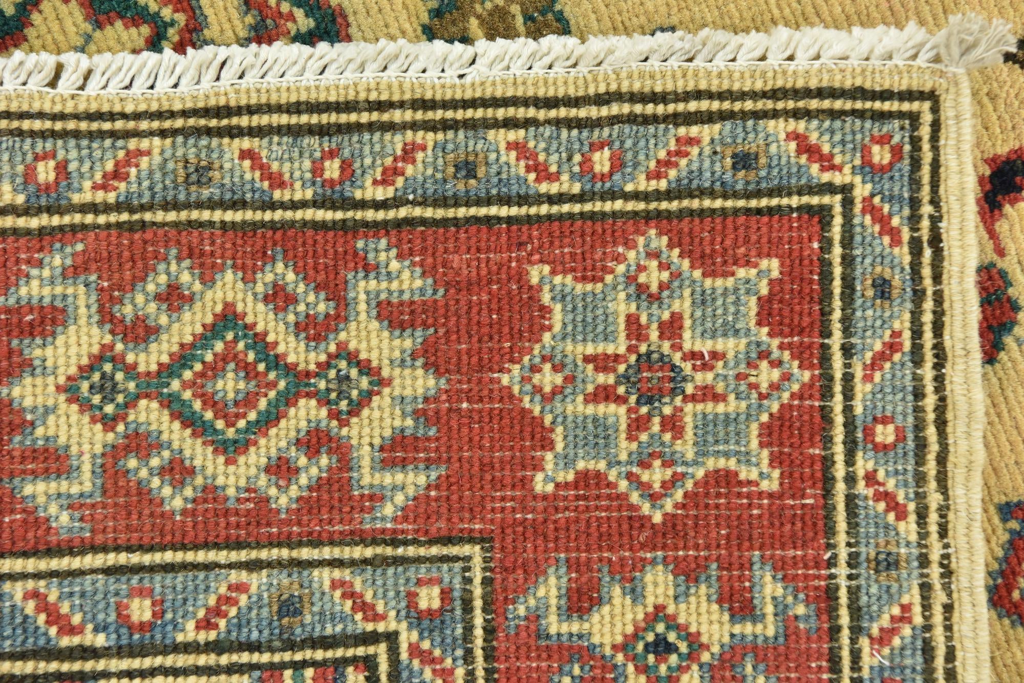 3' 4 x 4' 10 Hand Knotted Kazak Rug