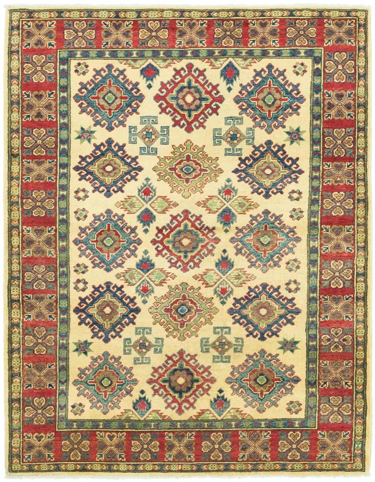 Detail image of 4' 2 x 6' 2 Hand Knotted Kazak Rug