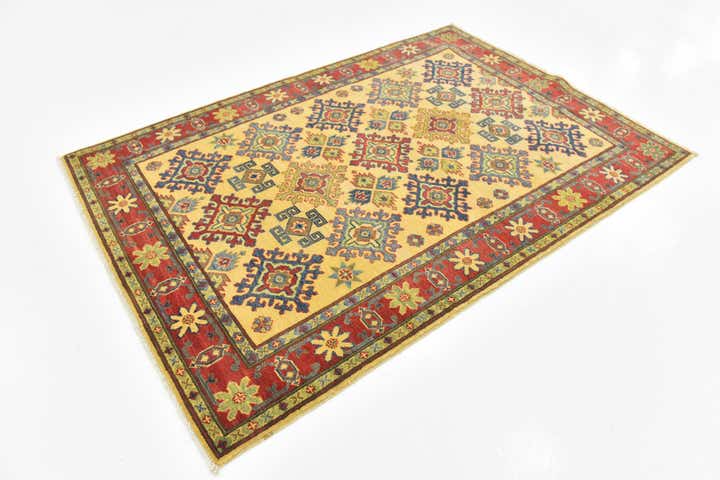 4' x 6' 4 Hand Knotted Kazak Rug