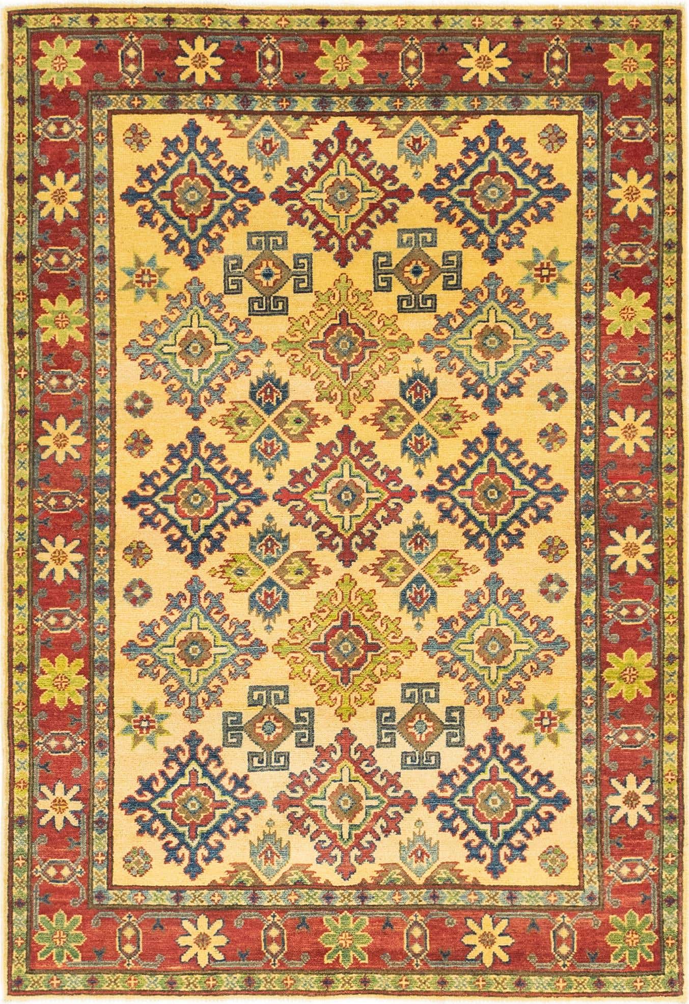 4' x 6' 4 Hand Knotted Kazak Rug