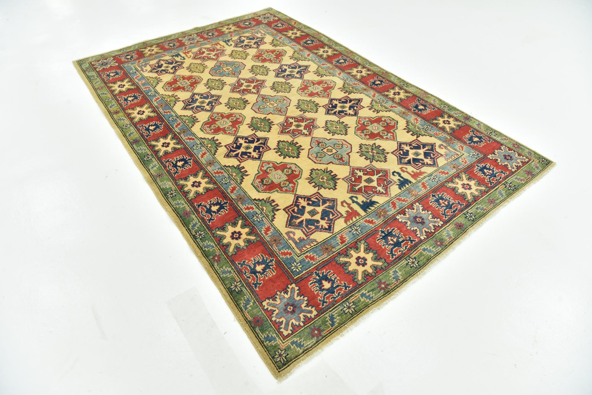 6' 10 x 8' 9 Hand Knotted Kazak Rug