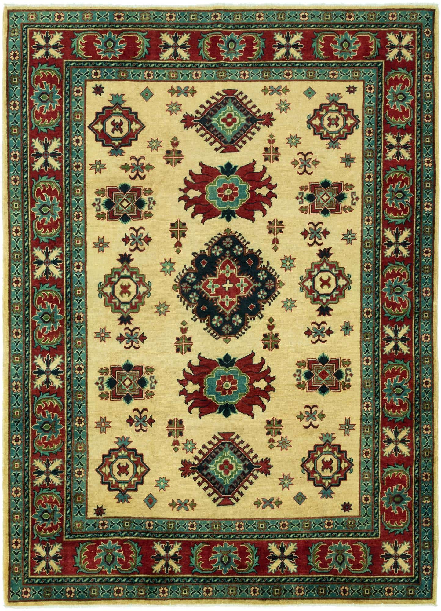 6' 7 x 9' 3 Hand Knotted Kazak Rug