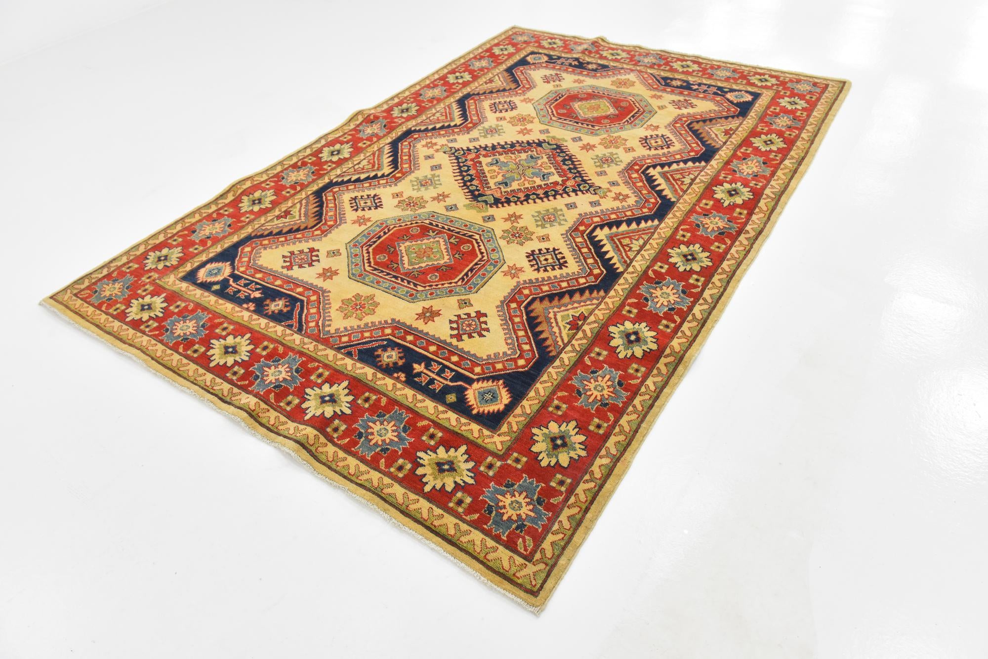 6' 1 x 9' 7 Hand Knotted Kazak Rug