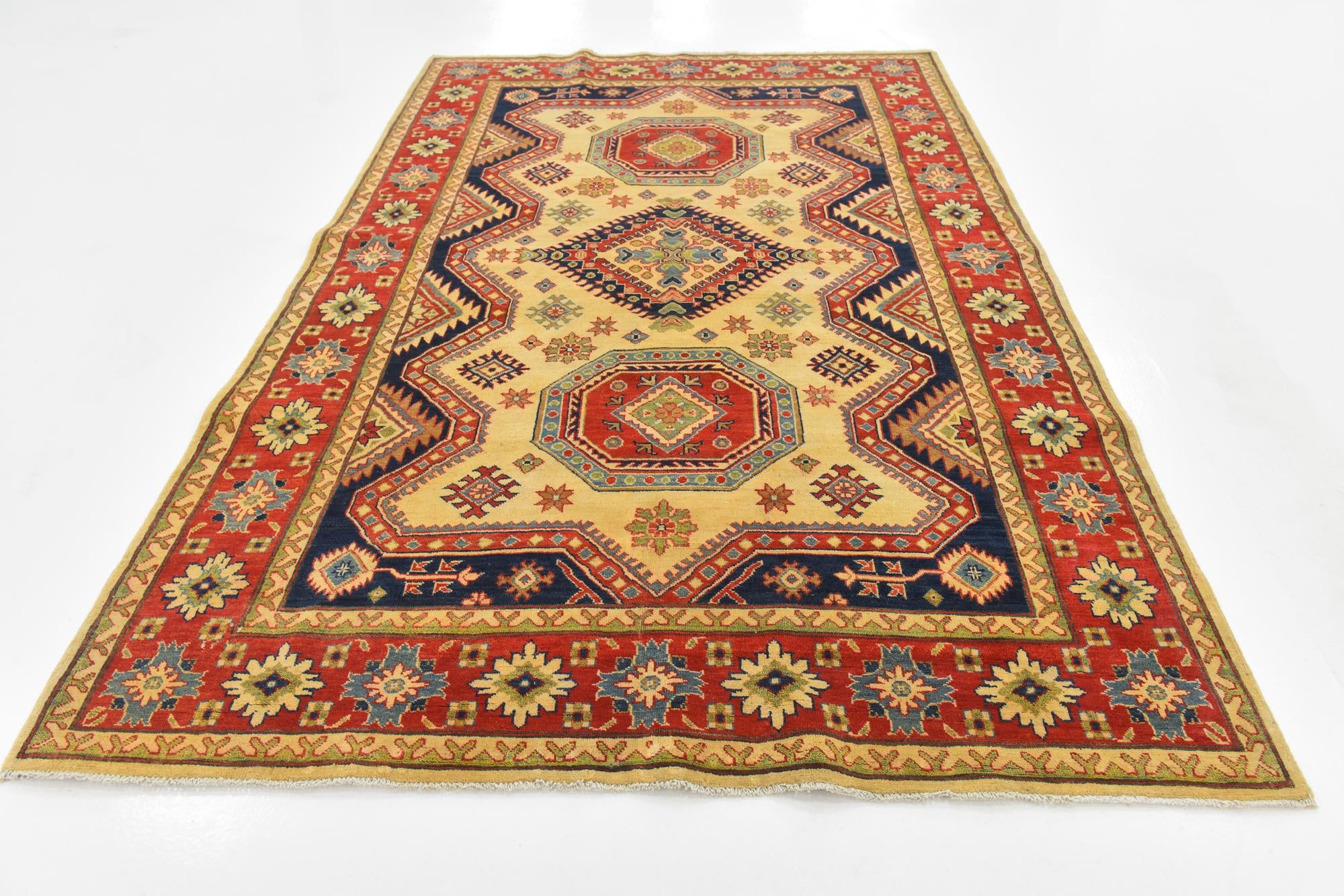 6' 1 x 9' 7 Hand Knotted Kazak Rug