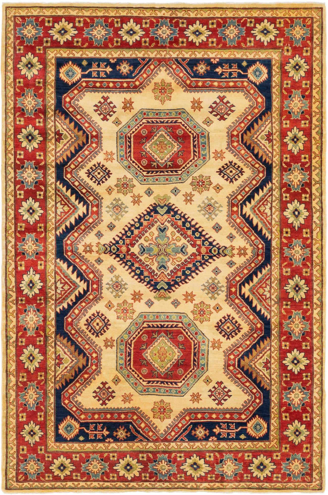 6' 1 x 9' 7 Hand Knotted Kazak Rug