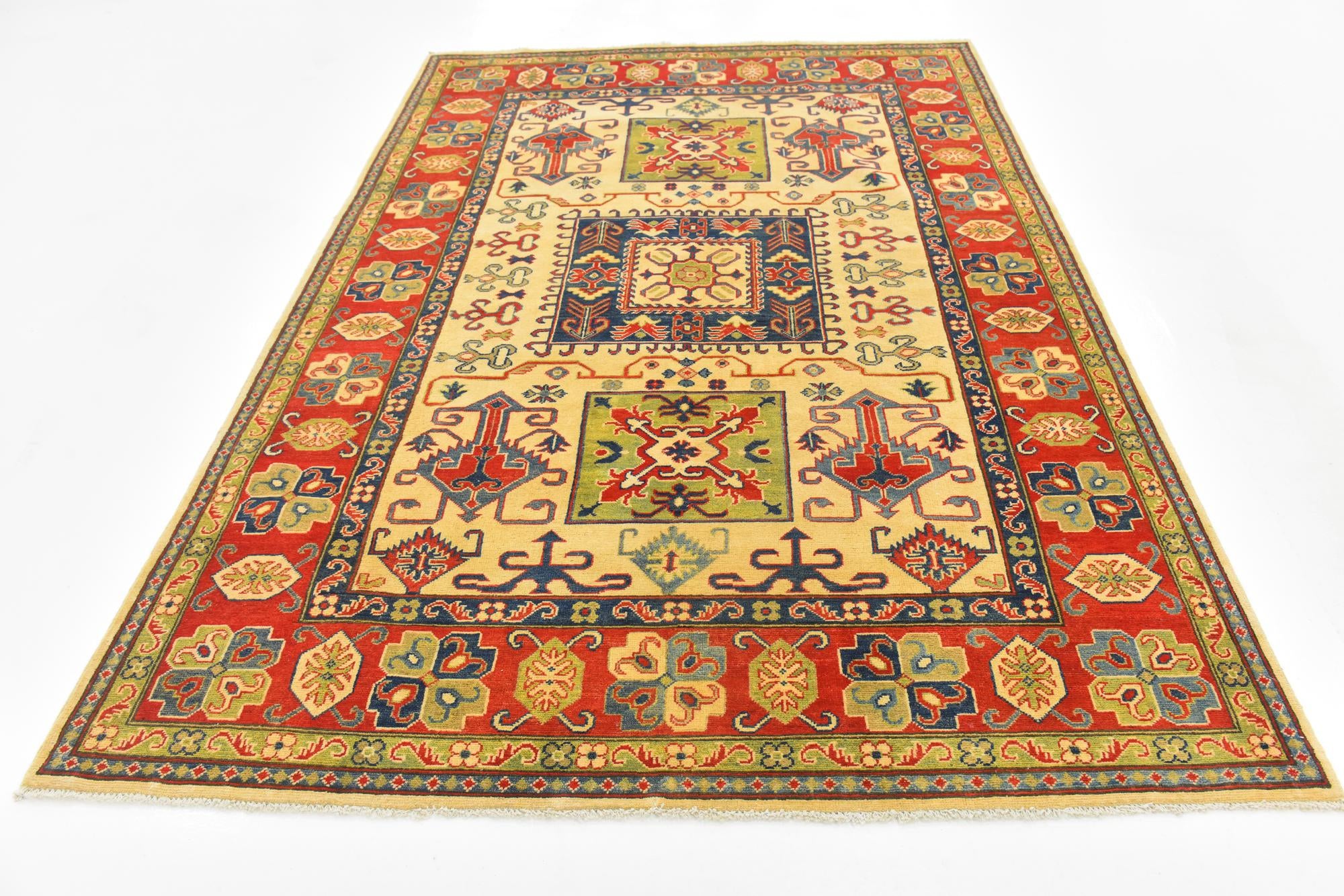 6' 2 x 8' 10 Hand Knotted Kazak Rug