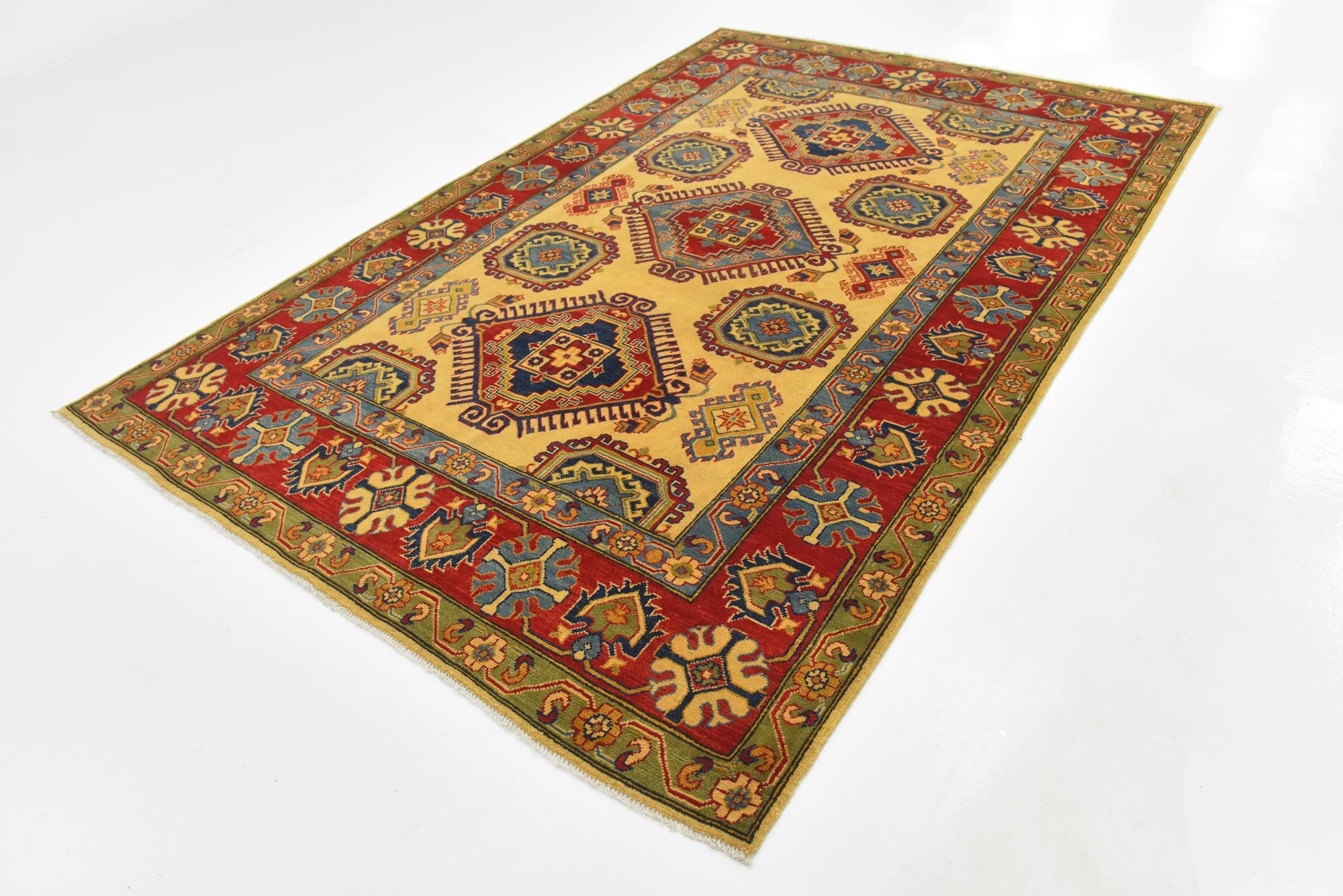6' 4 x 9' 7 Hand Knotted Kazak Rug