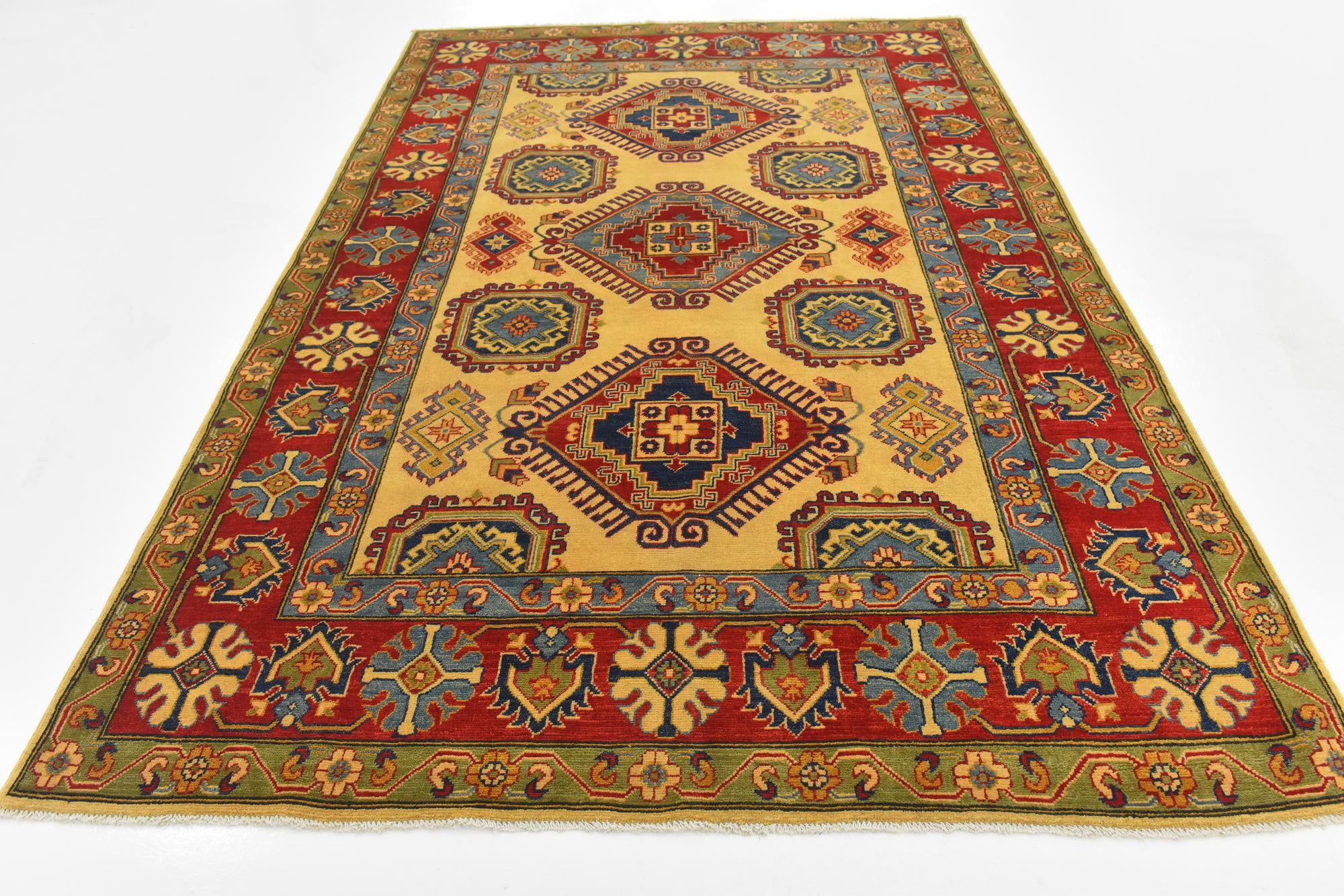 6' 4 x 9' 7 Hand Knotted Kazak Rug