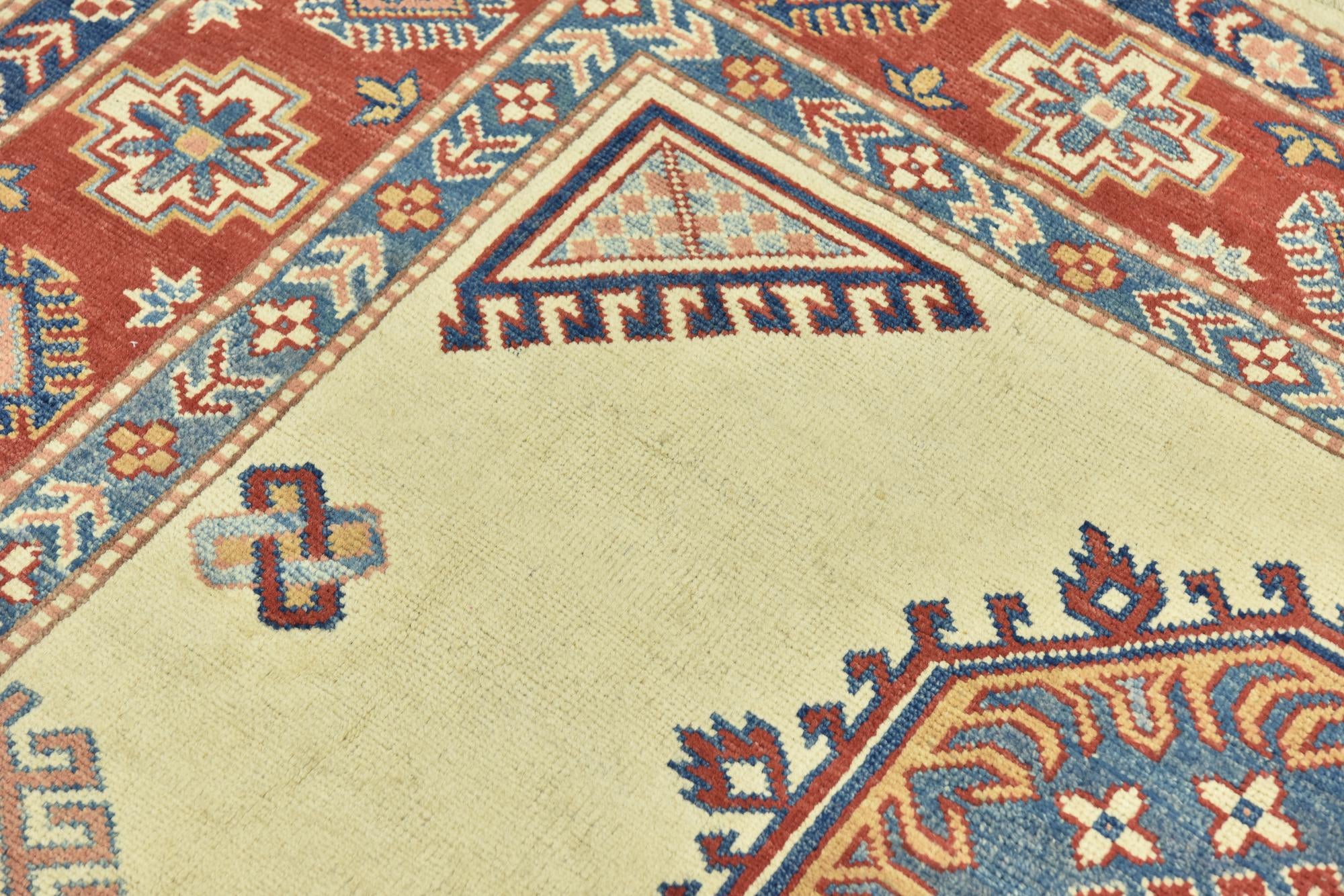 6' 2 x 9' 3 Hand Knotted Kazak Rug