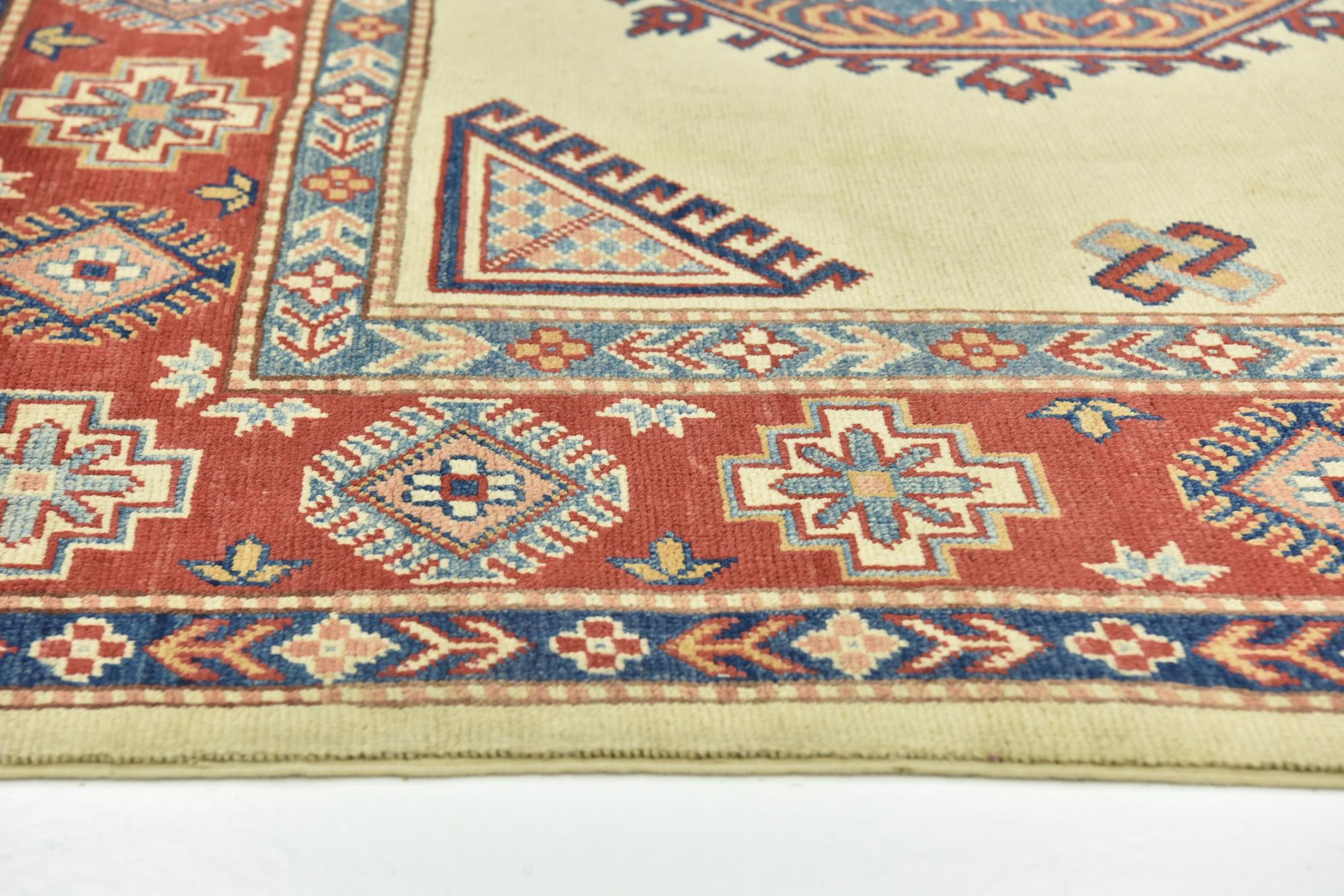 6' 2 x 9' 3 Hand Knotted Kazak Rug