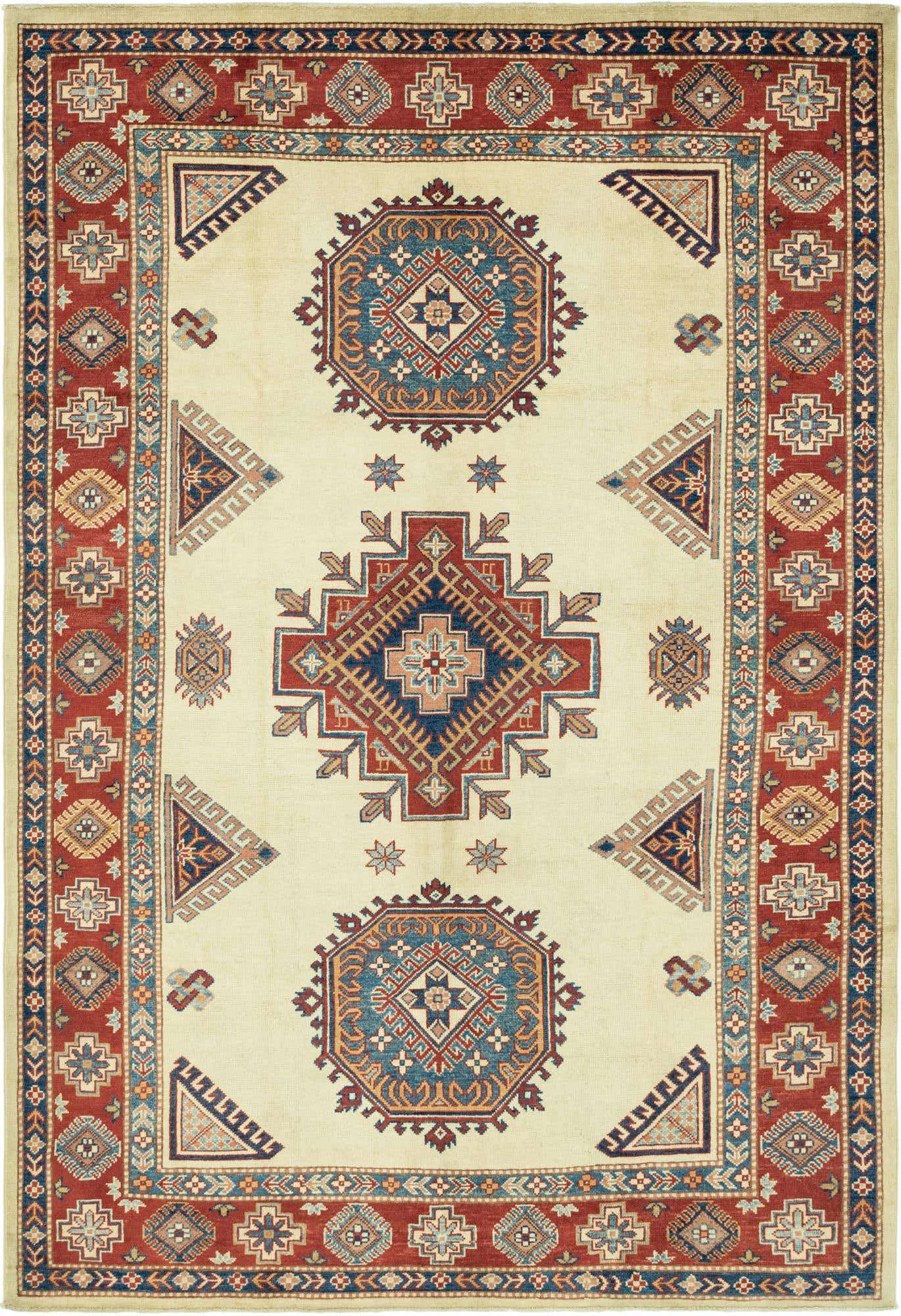 6' 2 x 9' 3 Hand Knotted Kazak Rug