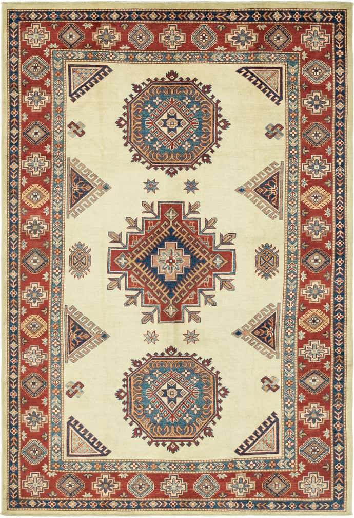 6' 2 x 9' 3 Hand Knotted Kazak Rug