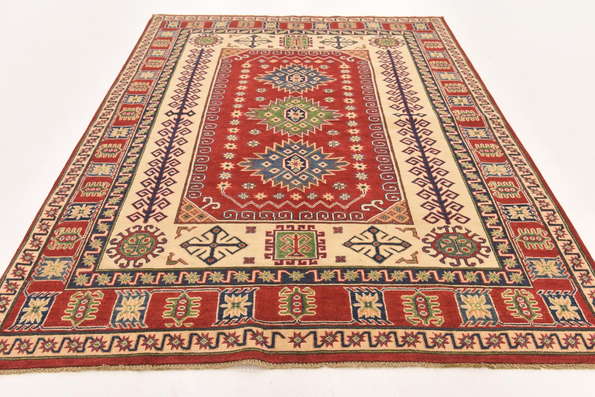 5' 9 x 7' 10 Hand Knotted Kazak Rug
