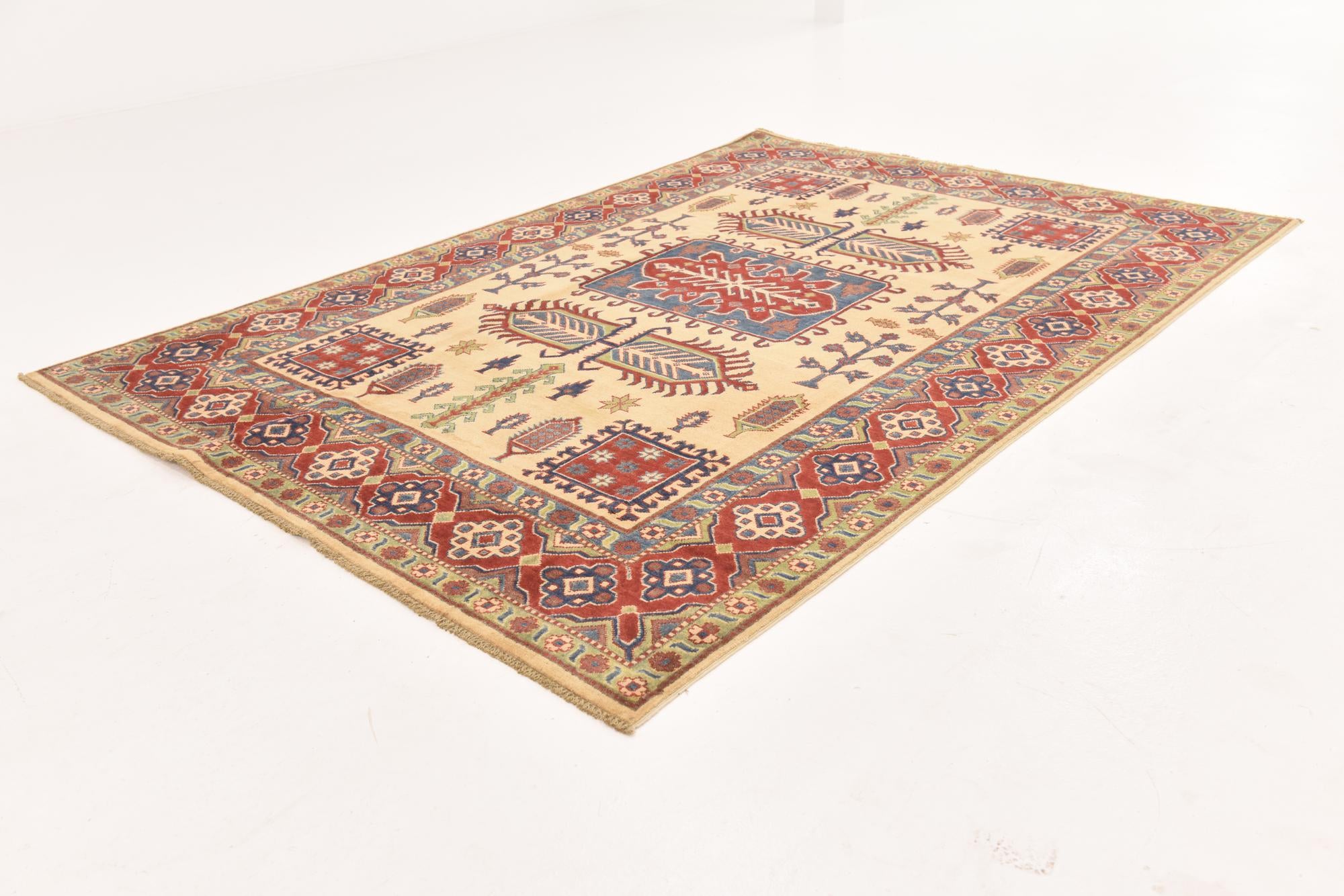 6' 3 x 8' 10 Hand Knotted Kazak Rug