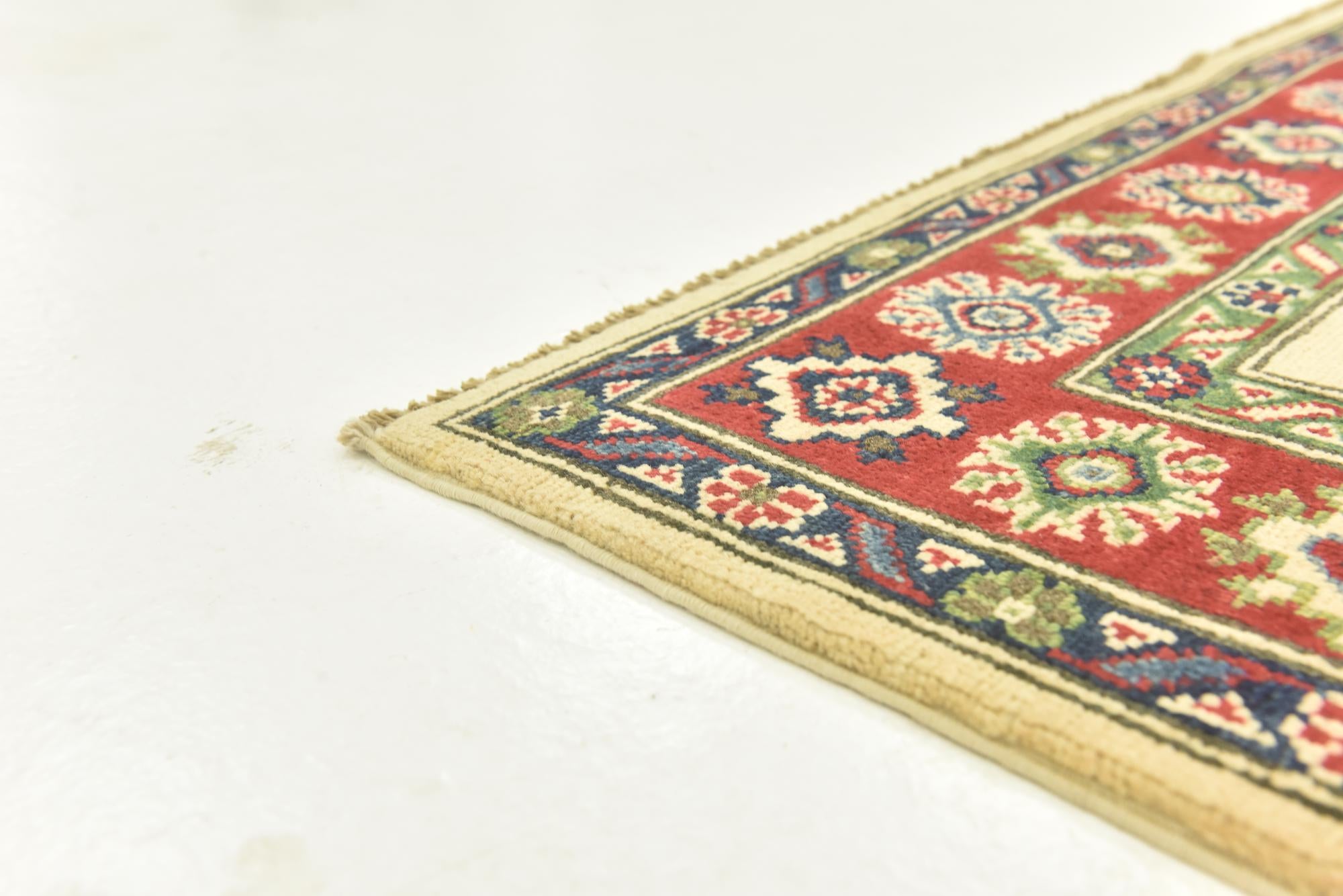 4' x 5' 10 Hand Knotted Kazak Rug