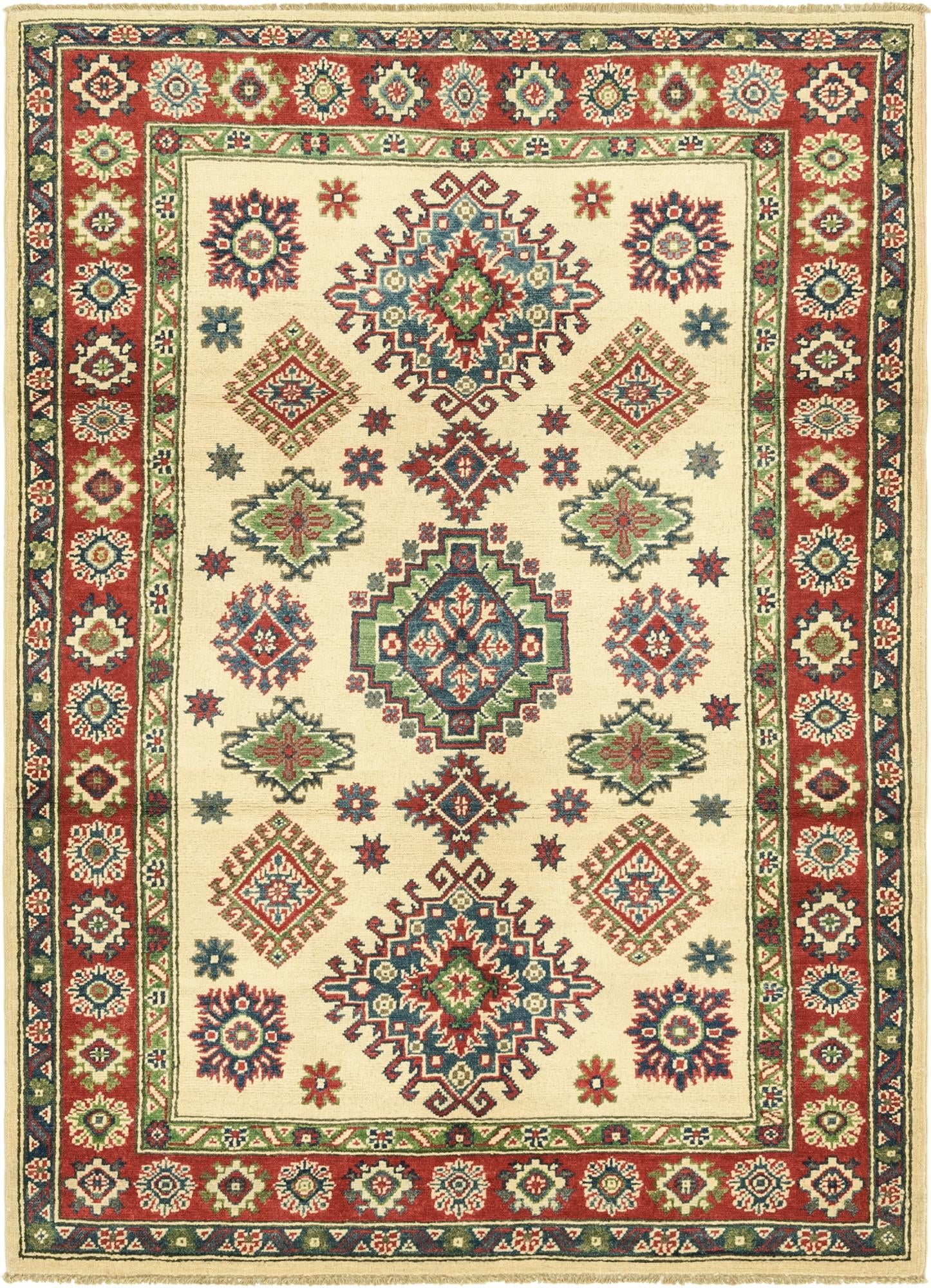 4' x 5' 10 Hand Knotted Kazak Rug