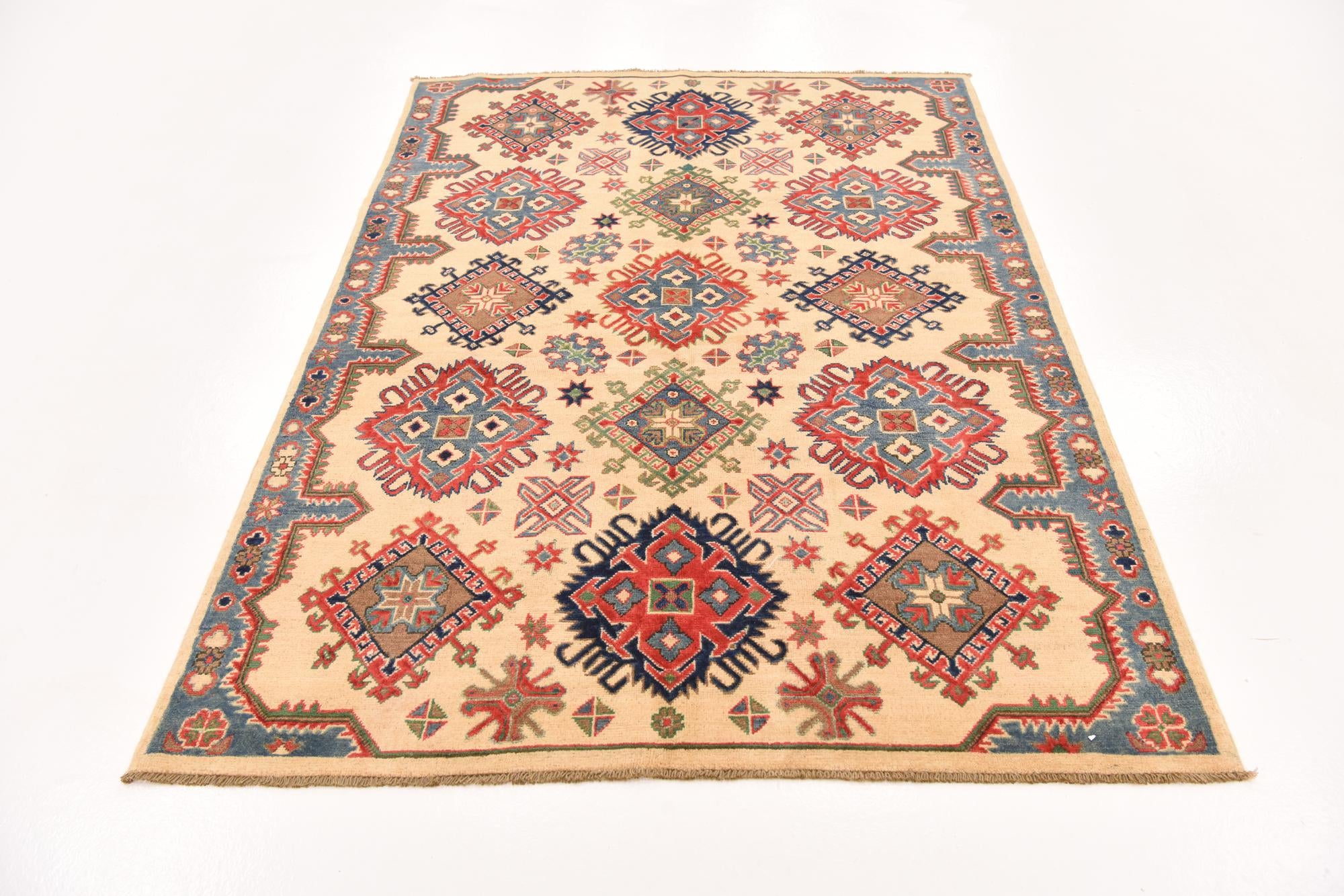 150cm x 210cm anudado a mano Kazak Alfombra