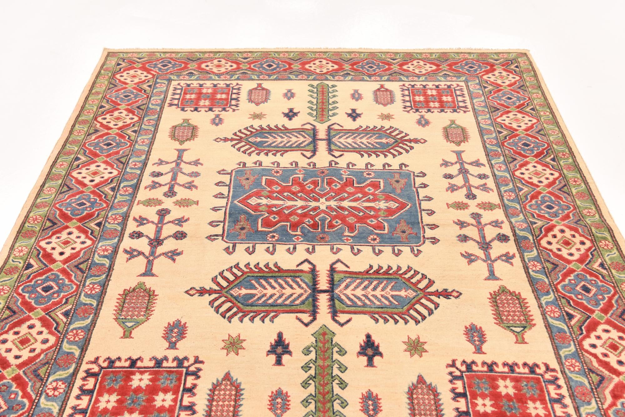 5' 7 x 7' 9 Hand Knotted Kazak Rug