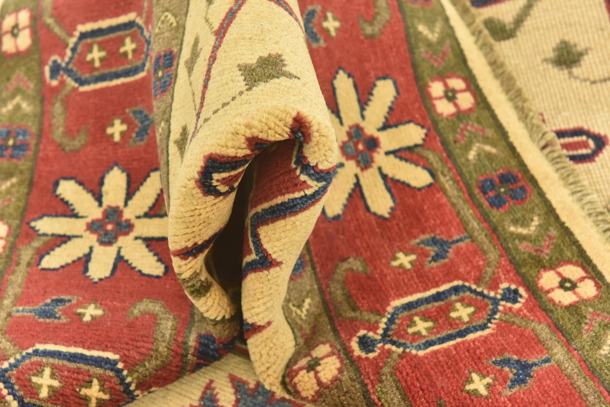 4' 3 x 6' Hand Knotted Kazak Rug