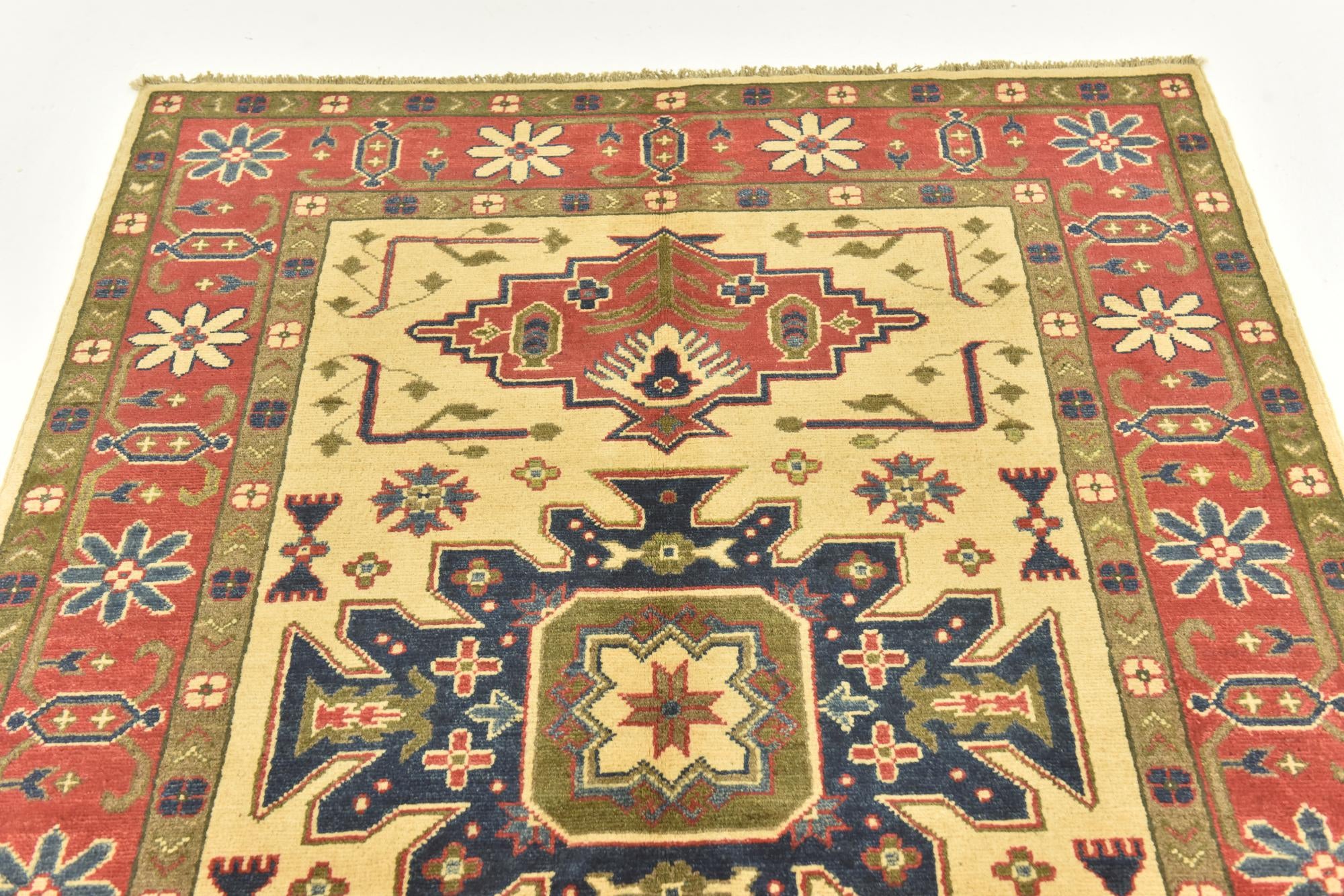 4' 3 x 6' Hand Knotted Kazak Rug
