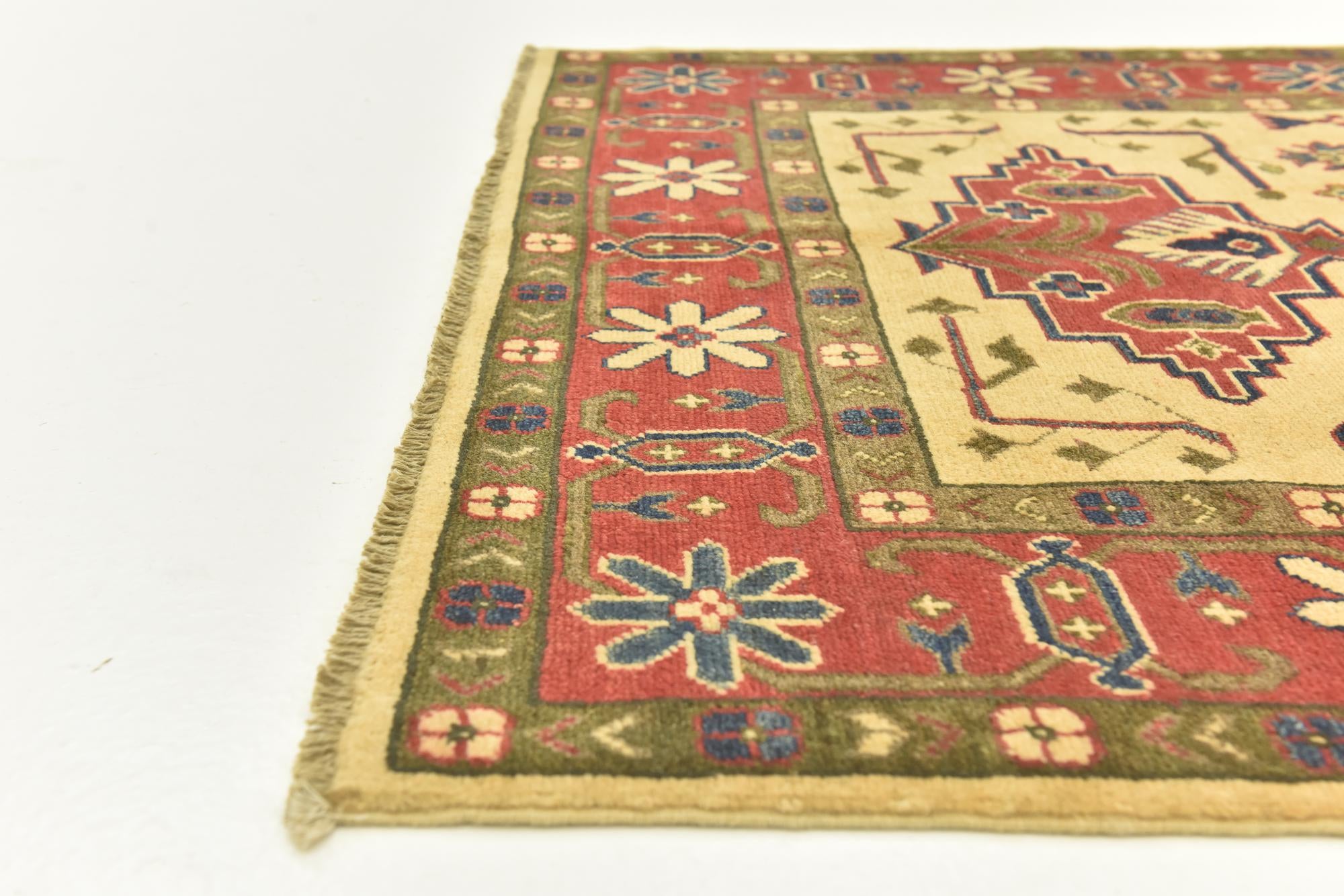 4' 3 x 6' Hand Knotted Kazak Rug