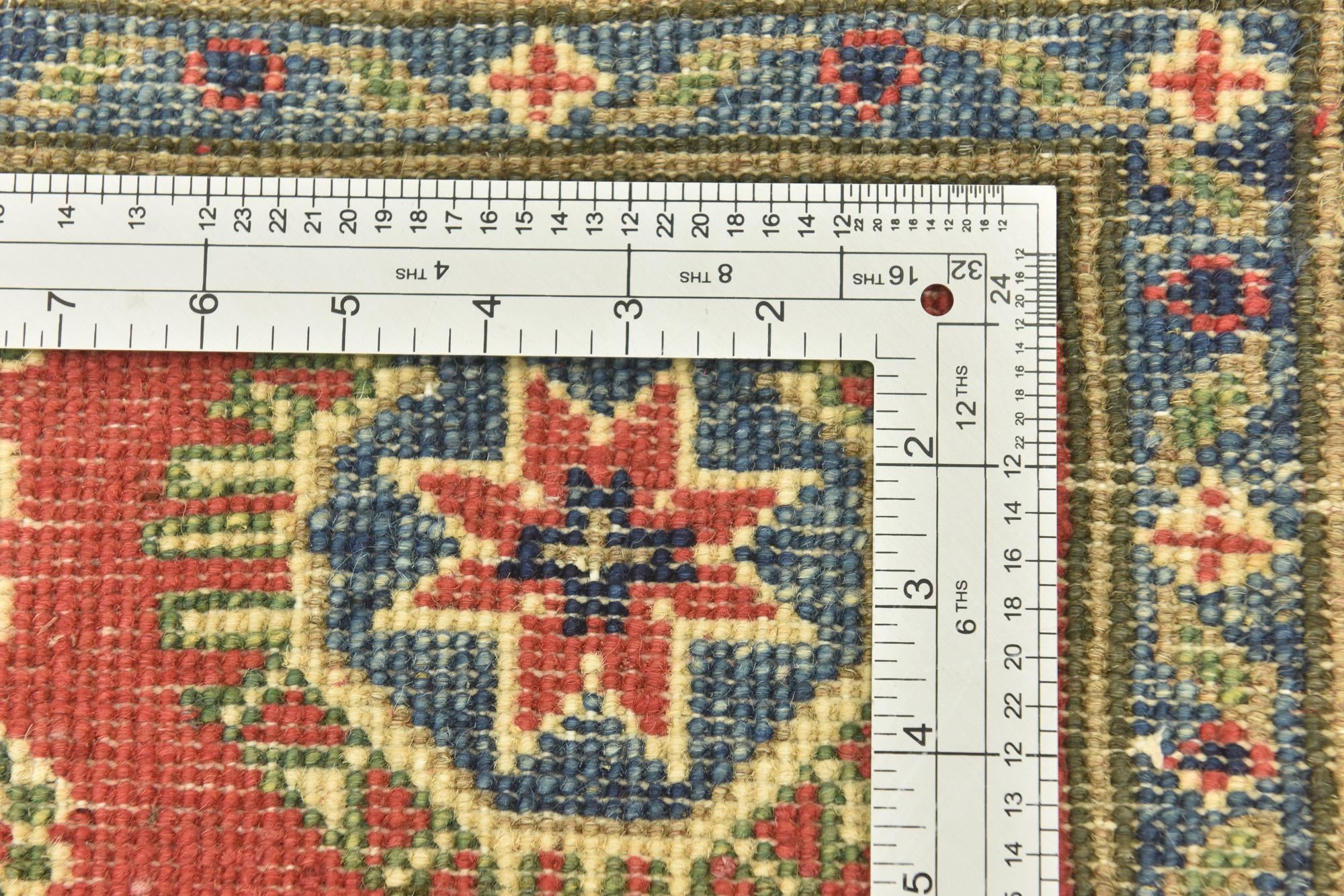 4' 4 x 5' 8 Hand Knotted Kazak Rug