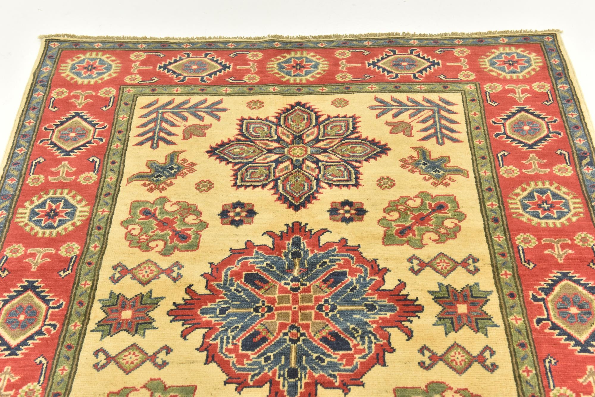 4' 4 x 5' 8 Hand Knotted Kazak Rug