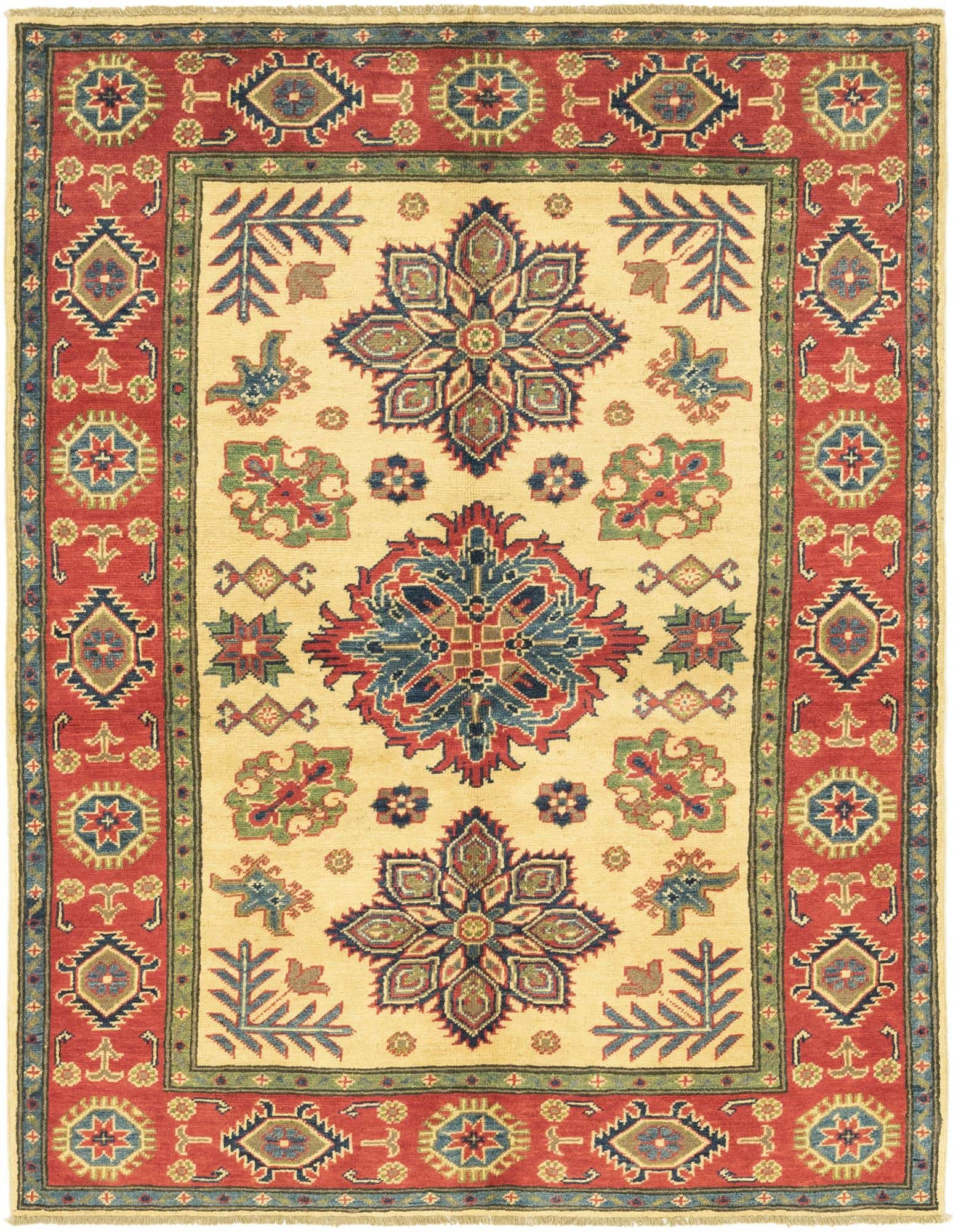 4' 4 x 5' 8 Hand Knotted Kazak Rug