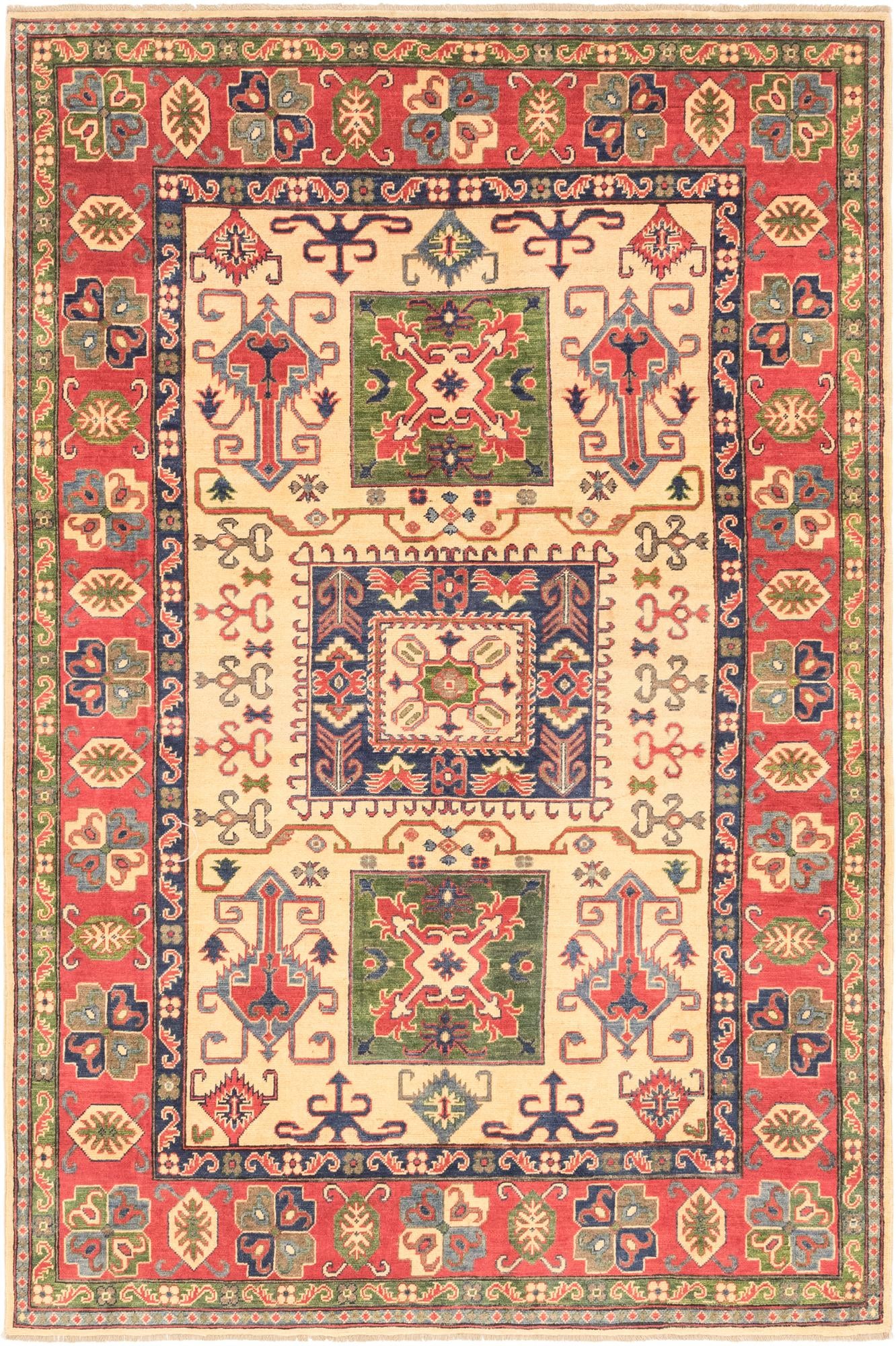 6' x 9' Hand Knotted Kazak Rug